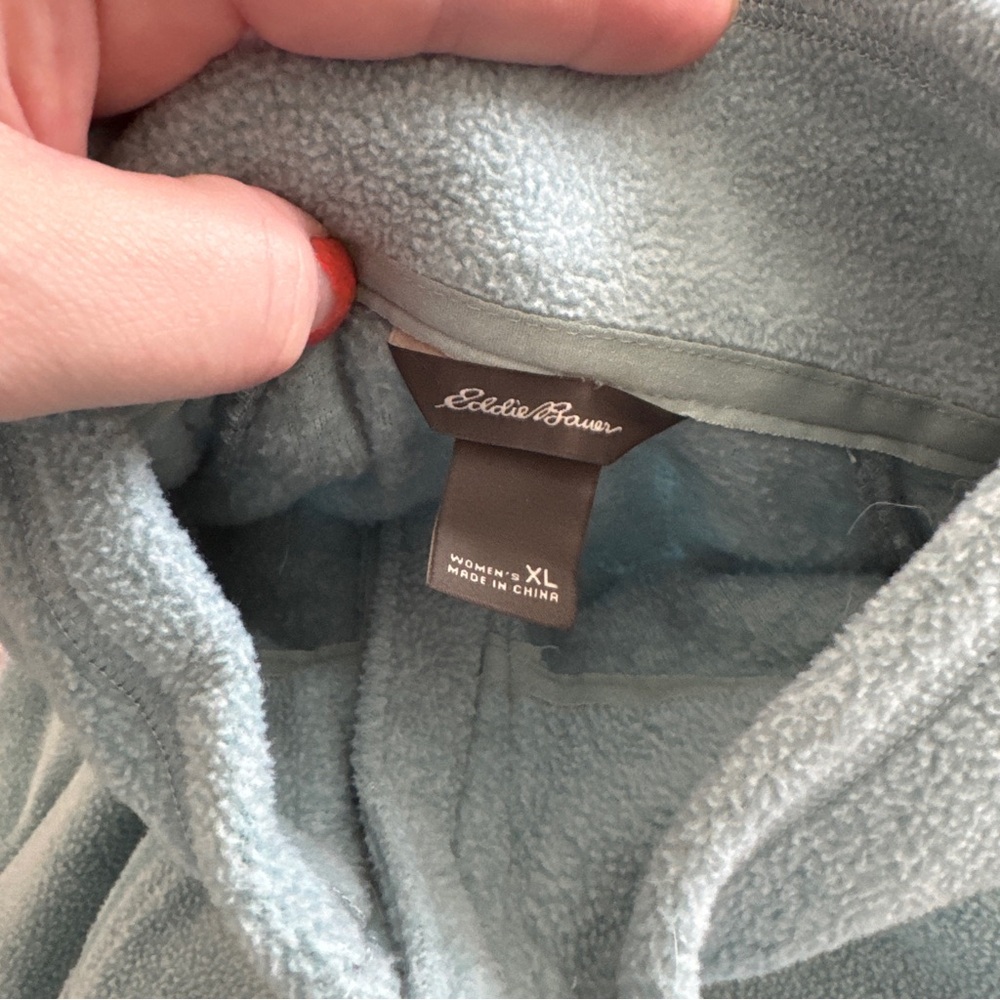 Eddie Bauer Light Blue Quarter-Zip Fleece Pullover - Picture 2 of 2